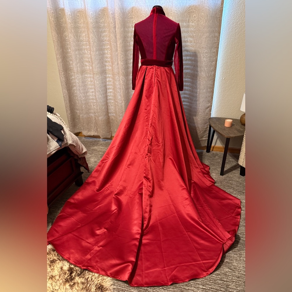 Elegant Red Gown with Train